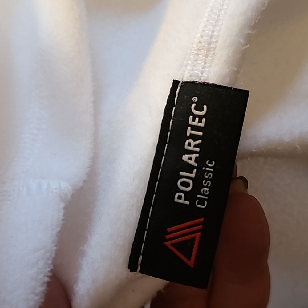 The North Face Polartec Classic 1/4 Zip Fleece Pullover Jacket White Pink Cancer - Picture 14 of 17